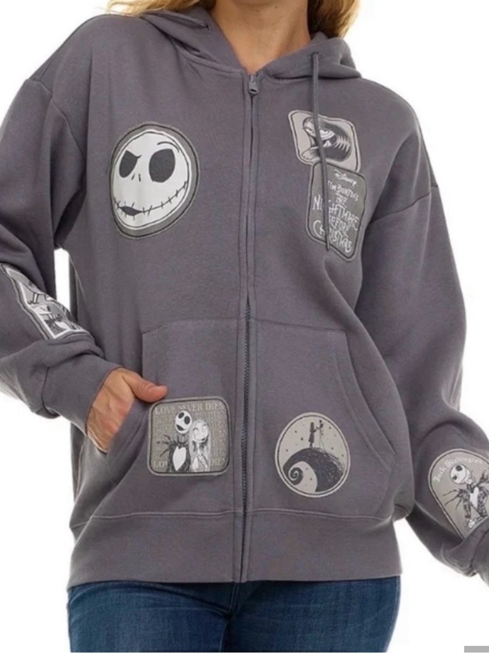 Disney Gray The Nightmare Before Christmas Zip-Up Hoodie